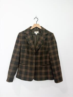 Talbots Vintage Italian Wool Tartan Jacket Blazer lined Size 8 Academia